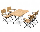 Bistro Rectangular 1.2m Table with 4 Armchairs, Folding Bistro Set, Black