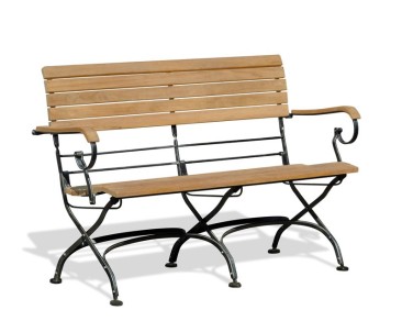 Garden Table and Bench Set, Rectangular Bistro Table with 2 Benches with arms, Black