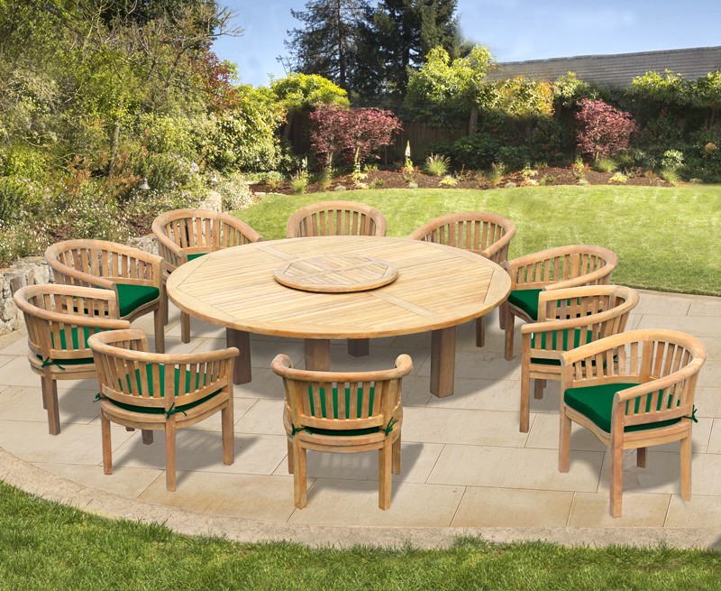 10 Seater Garden Furniture Set, Titan Round 2.2m Table Banana Chairs