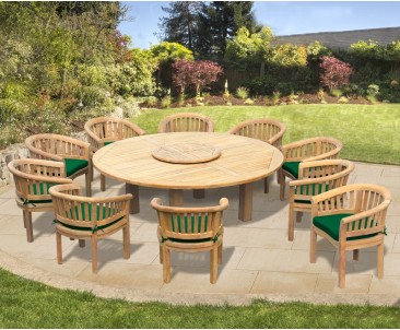 10 Seater Garden Furniture Set, Titan Round 2.2m Table with Contemporary Banana Chairs