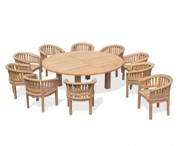 10 Seater Garden Furniture Set, Titan Round 2.2m Table with Contemporary Banana Chairs