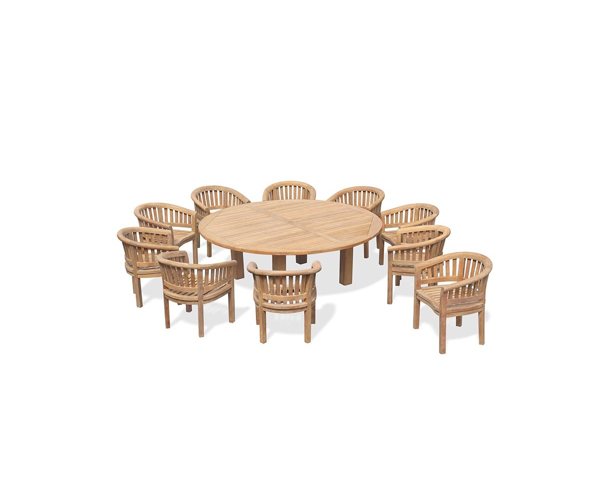 10 Seater Garden Furniture Set, Titan Round 2.2m Table with Contemporary Banana Chairs