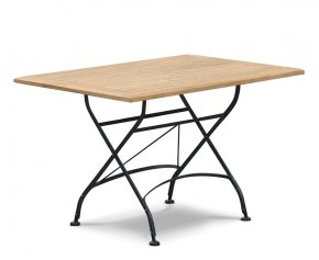 Folding Rectangular Bistro Table, Teak, Black – 1.2m