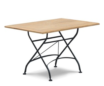 Folding Rectangular Bistro Table, Teak, Black – 1.2m