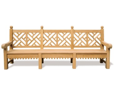 Chiswick Teak Chinese Chippendale Bench 2.75m | Decorative Garden Bench