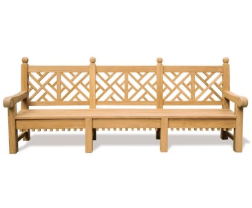 Chiswick Teak Chinese Chippendale Bench 2.75m - 4+ Seater Garden Benches