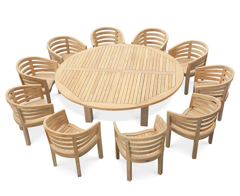 Large Garden Dining Set, Titan Round 2.2m Table 10 Kensington Chairs