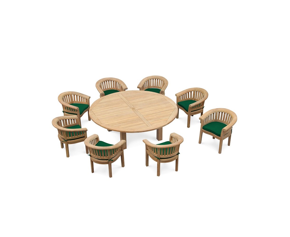 Large Patio Dining Set, Titan Round 2.2m Table with 8 Deluxe Banana Chairs