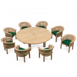 Large Patio Dining Set, Titan Round 2.2m Table with 8 Deluxe Banana Chairs
