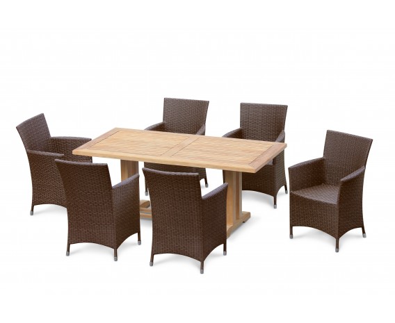 6 Seater Outdoor Dining Set with Cadogan 1.8m Table and Riviera Armchairs