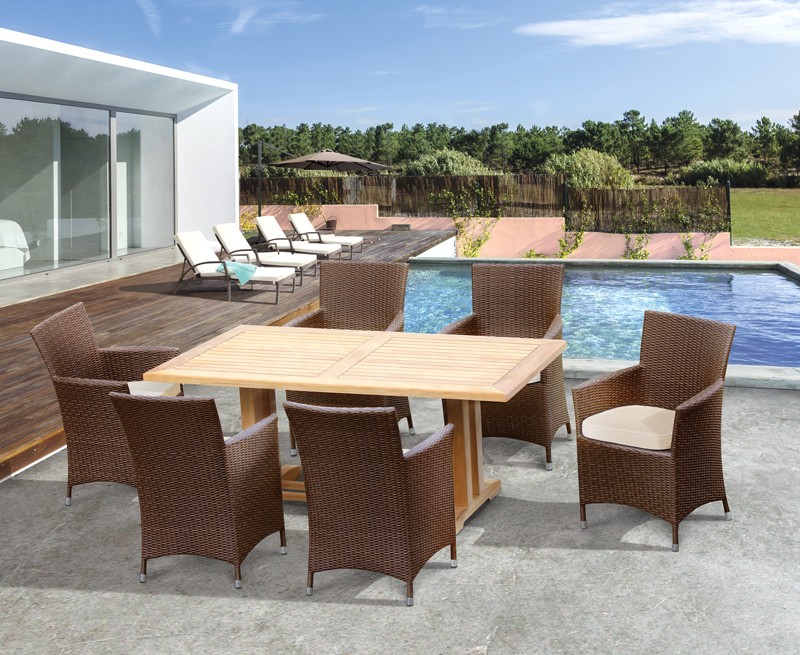 6 Seater Outdoor Dining Set with Cadogan 1.8m Table and Riviera Armchairs
