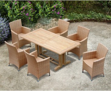 6 Seater Outdoor Dining Set with Cadogan 1.8m Table and Riviera Armchairs