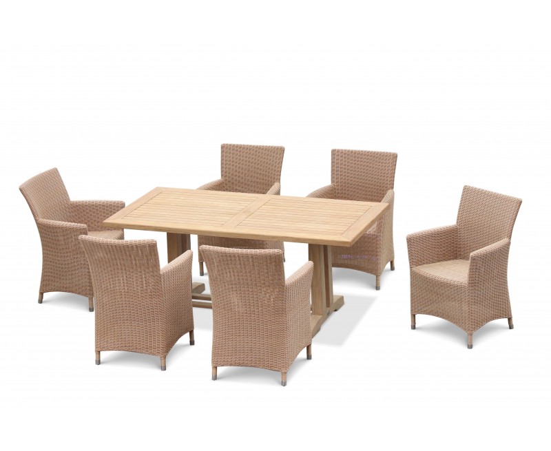 6 Seater Outdoor Dining Set with Cadogan 1.8m Table and Riviera Armchairs