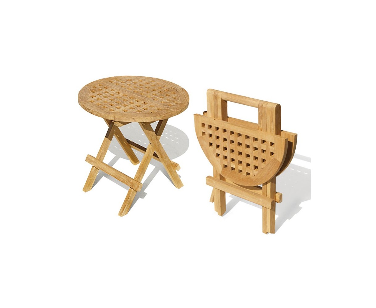 Round Teak Folding Picnic Table - Teak Hardwood
