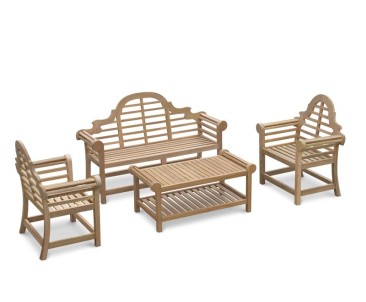 Teak Lutyens-Style Bench and Table Set - 1.65m