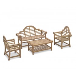 Teak Lutyens-Style Bench and Table Set - 1.65m