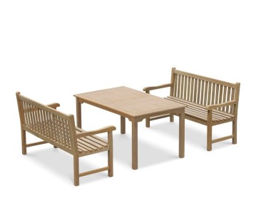 Sandringham 1.5m Teak Garden Table and Bench Set