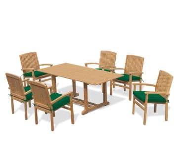 Hilgrove 6 Seater Teak Garden Table and Bali Stacking Chairs Set