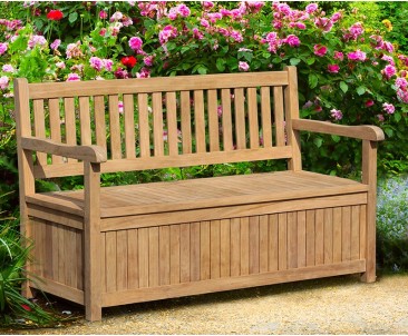 Windsor Teak 5ft Garden Storage Bench with Arms