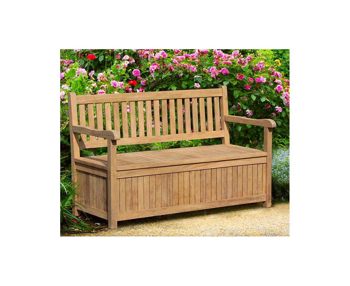 Windsor Teak 5ft Garden Storage Bench with Arms