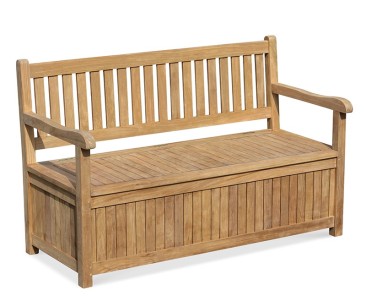 Windsor Teak 5ft Garden Storage Bench with Arms