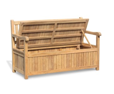 Windsor Teak 5ft Garden Storage Bench with Arms