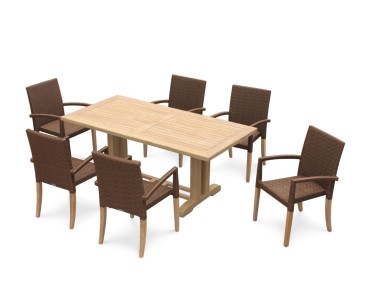 6 Seater Outdoor Dining Set with Cadogan 1.8m Table and St. Tropez Stacking Chairs
