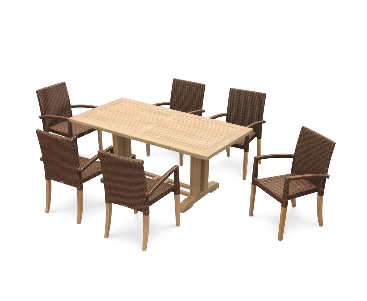 6 Seater Outdoor Dining Set with Cadogan 1.8m Table and St. Tropez Stacking Chairs