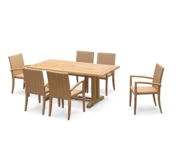 6 Seater Outdoor Dining Set with Cadogan 1.8m Table and St. Tropez Stacking Chairs