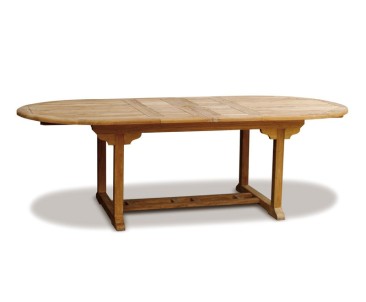 Brompton Teak Double-Leaf Extendable Oval Garden Table 180-240cm - 10 Seater Dining Tables