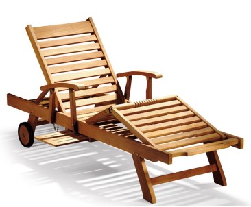 Luxury Teak Reclining Lounger with Arms - Free Folding Table with Selected Sun Loungers and Adirondack Chairs