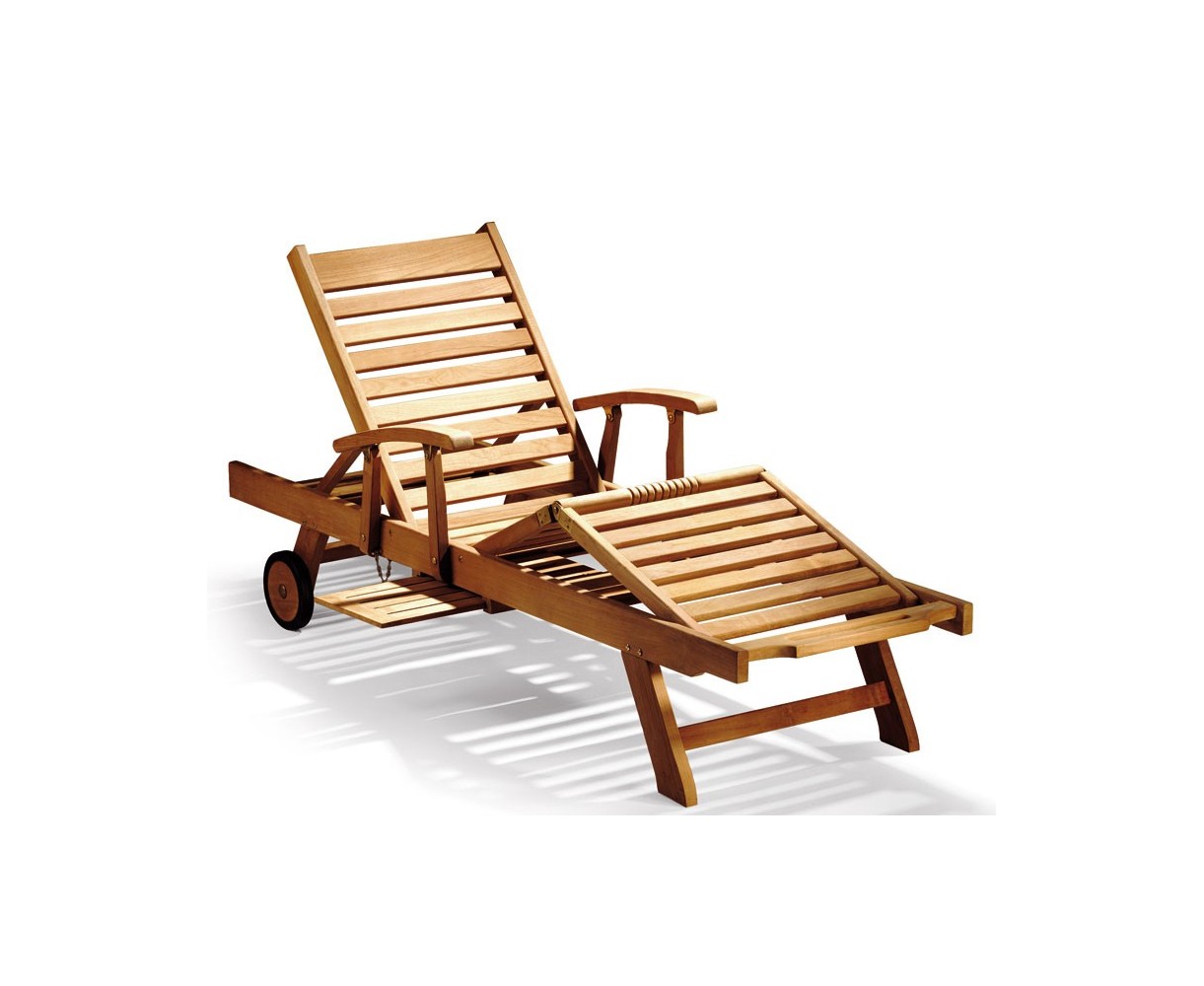 Luxury Teak Reclining Lounger with Arms