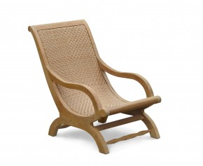 Riviera Outdoor Lounge Chair, Teak and Rattan Lazy Chair