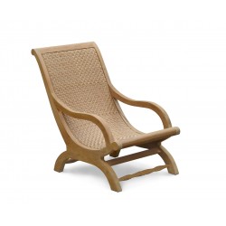 Riviera Outdoor Lounge Chair, Teak and Rattan Lazy Chair
