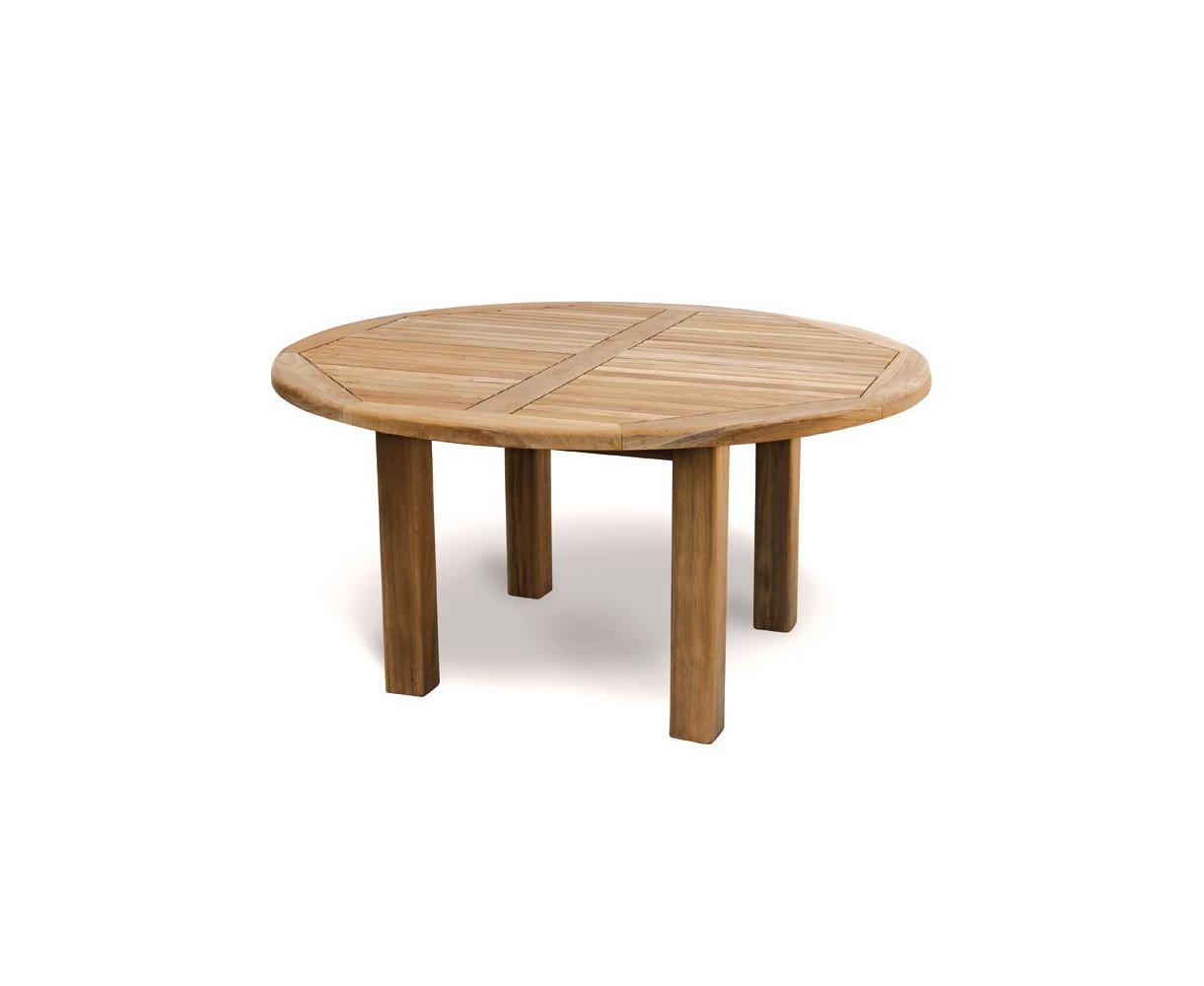 Titan Teak 5ft Round Wooden Garden Table - 150cm