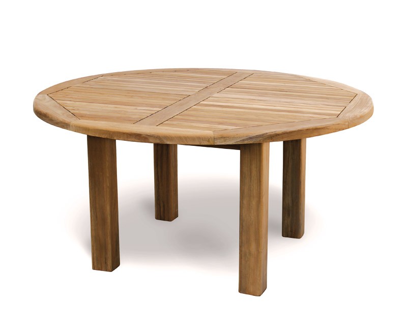 Titan NEW Teak 5ft Round Wooden Garden Table - 150cm