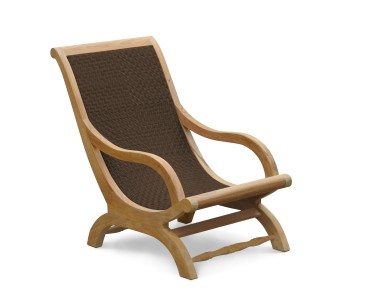 Riviera Outdoor Lounge Chair, Teak and Rattan Lazy Chair