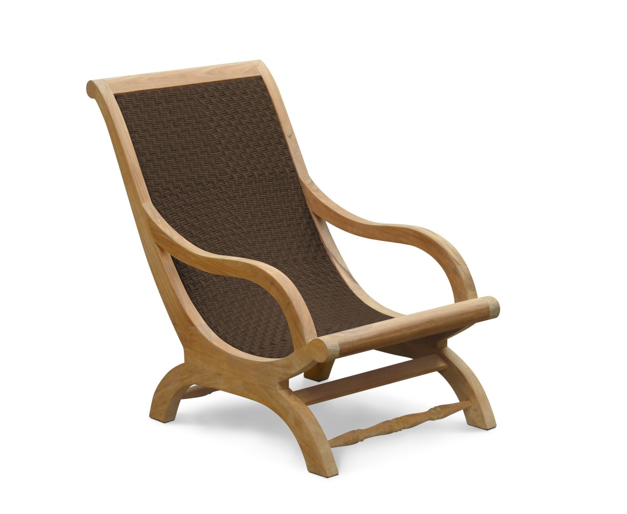 Riviera Outdoor Lounge Chair, Teak and Rattan Lazy Chair