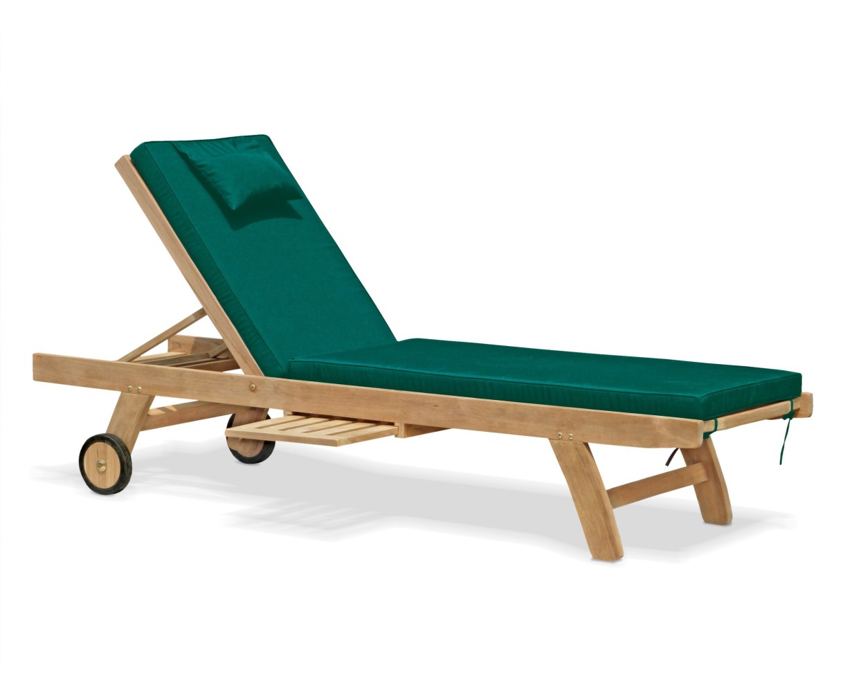 Teak Wooden Garden Sun Lounger with Cushion