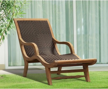 Riviera Rattan and Teak Sun Lounger
