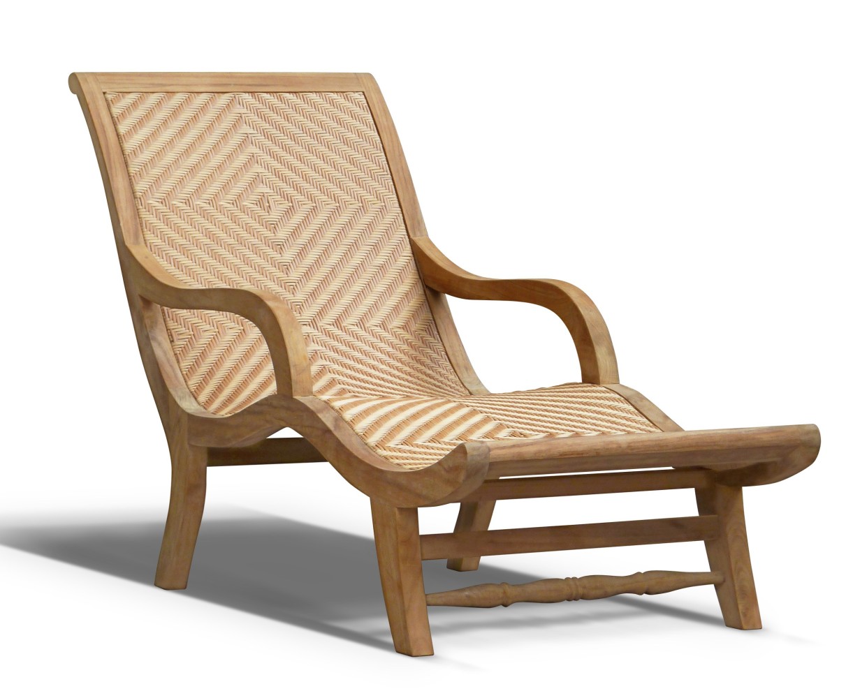 Riviera Rattan and Teak Sun Lounger