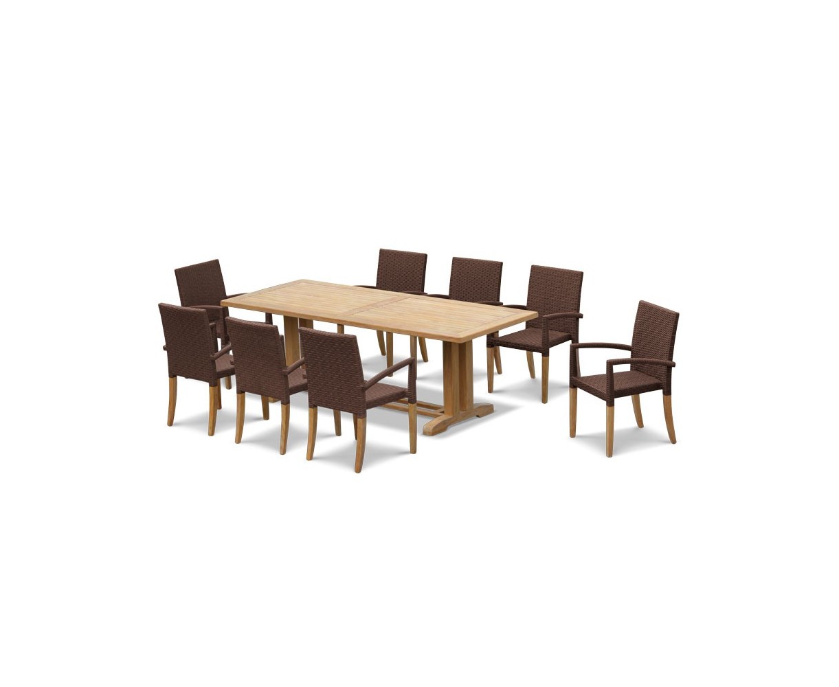 8 Seater Patio Set with Cadogan Table 2.25m & St. Tropez Stacking Chairs