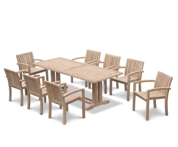 Cadogan 8 Seater Rectangular Dining Table 2.25m & Monaco Stacking Chairs