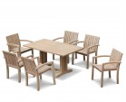 Cadogan 6 Seater Teak Wood Dining Table 1.5m & Monaco Stacking Chairs