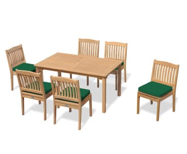 Teak Dining Set with Sandringham 6 Seater Table & Hilgrove Stacking Chairs