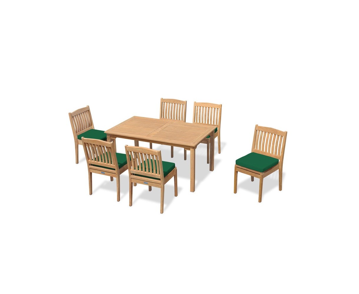 Teak Dining Set with Sandringham 6 Seater Table & Hilgrove Stacking Chairs