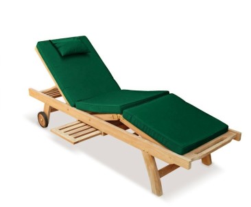 Luxury Teak Reclining Sun Lounger with Cushion - Free Folding Table with Selected Sun Loungers and Adirondack Chairs