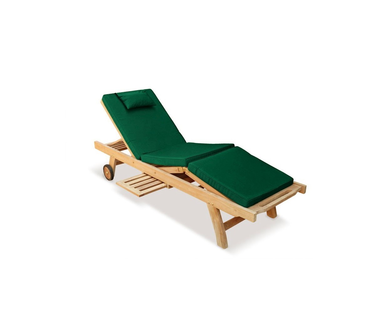 Luxury Teak Reclining Sun Lounger with Cushion