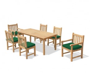 6 Seater Patio Set with Sandringham Rectangular Table 1.5m, Windsor Side Chairs & Armchairs