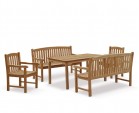 8 Seater Patio Set with Sandringham Table 1.5m, Clivedon Benches & Armchairs